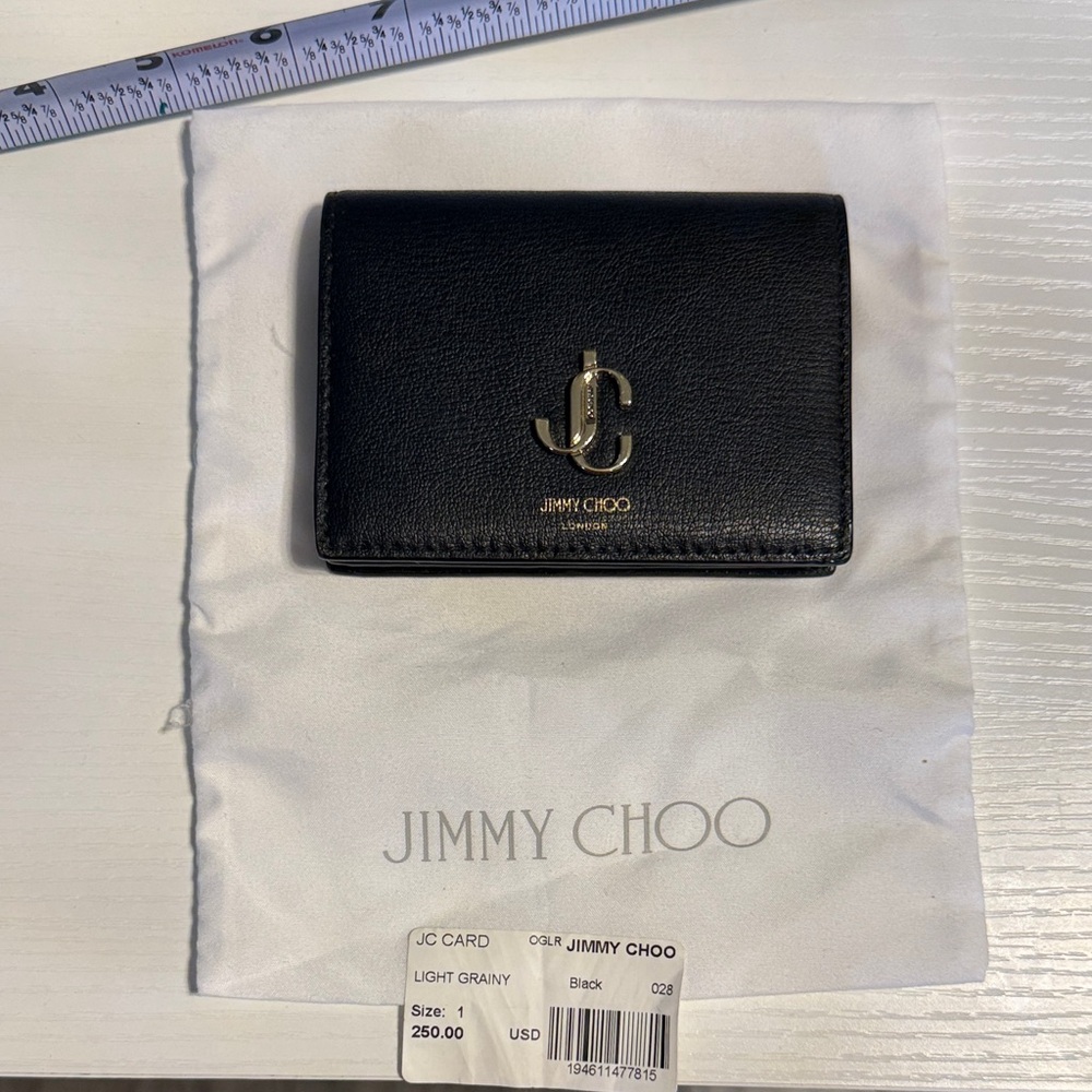 Jimmy Choo Black Leather Key & Card Holder